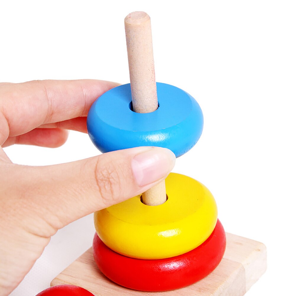 Børns stabler legetøj klassisk træ regnbue stabler ringe stabling uddannelsesmæssige børn småbørn legetøj til børn