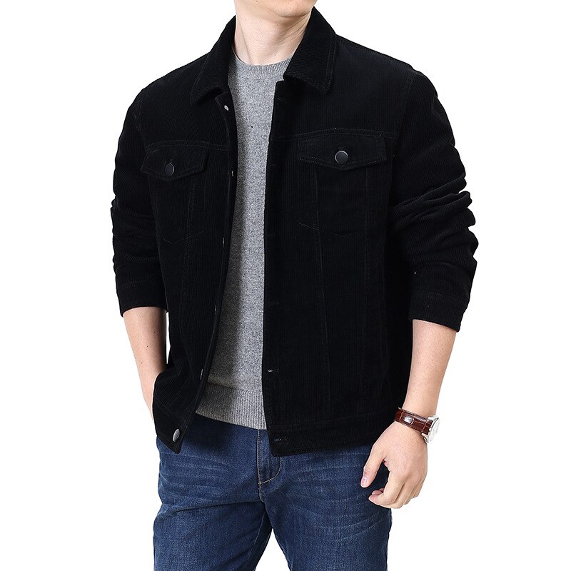 Mannen Klassieke Slim Fit Corduroy Jassen Mode Toevallige Jas Heren Streetwear Turn-Down Kraag Single Breasted Pockets Solid Uitloper