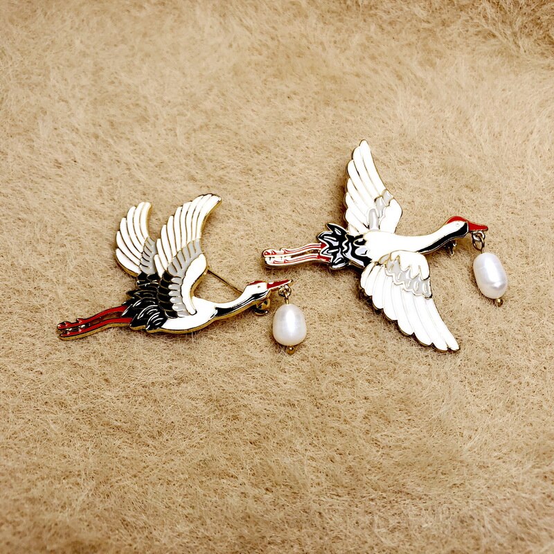 F. j4z 2020 novo pássaro broches para as mulheres adorável esmalte voando guindaste broche pinos menina traje jóias acessórios presentes dropship