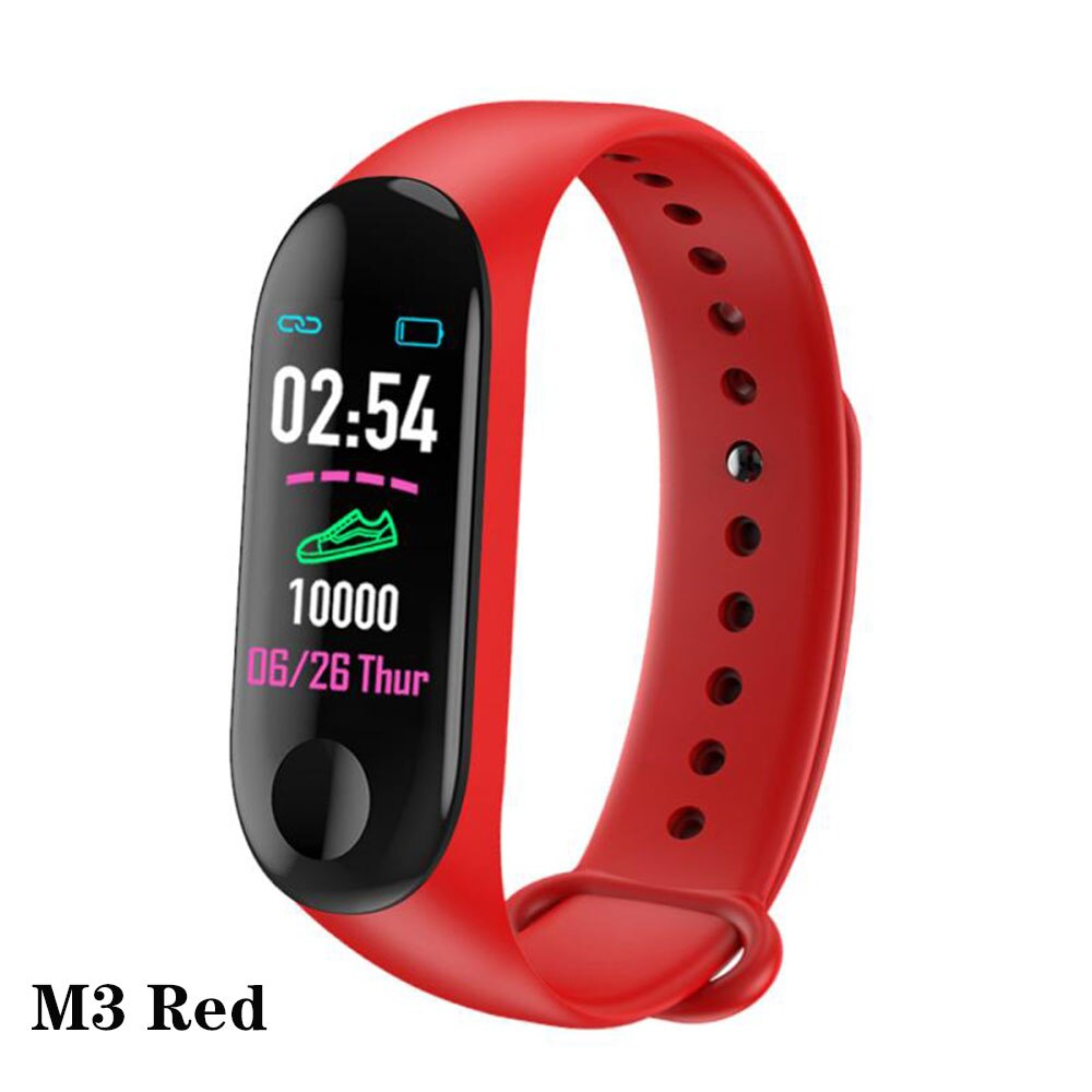 Novo esporte m3 pulseira rastreador de fitness atividade freqüência cardíaca pulseira inteligente contador pedômetros wirstband à prova dwaterproof água: M3 Red