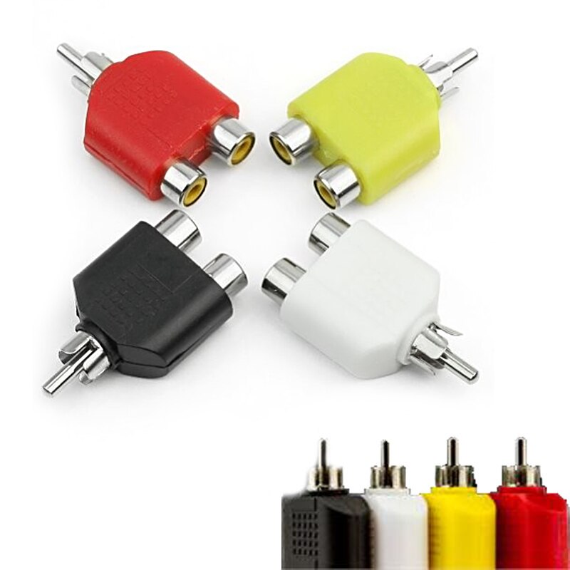 RCA Y Splitter Audio Video Plug Converter 1-Male to 2-Female Splitter Adapter Kit Color AV Jack RCA Plug To Double Video Plug