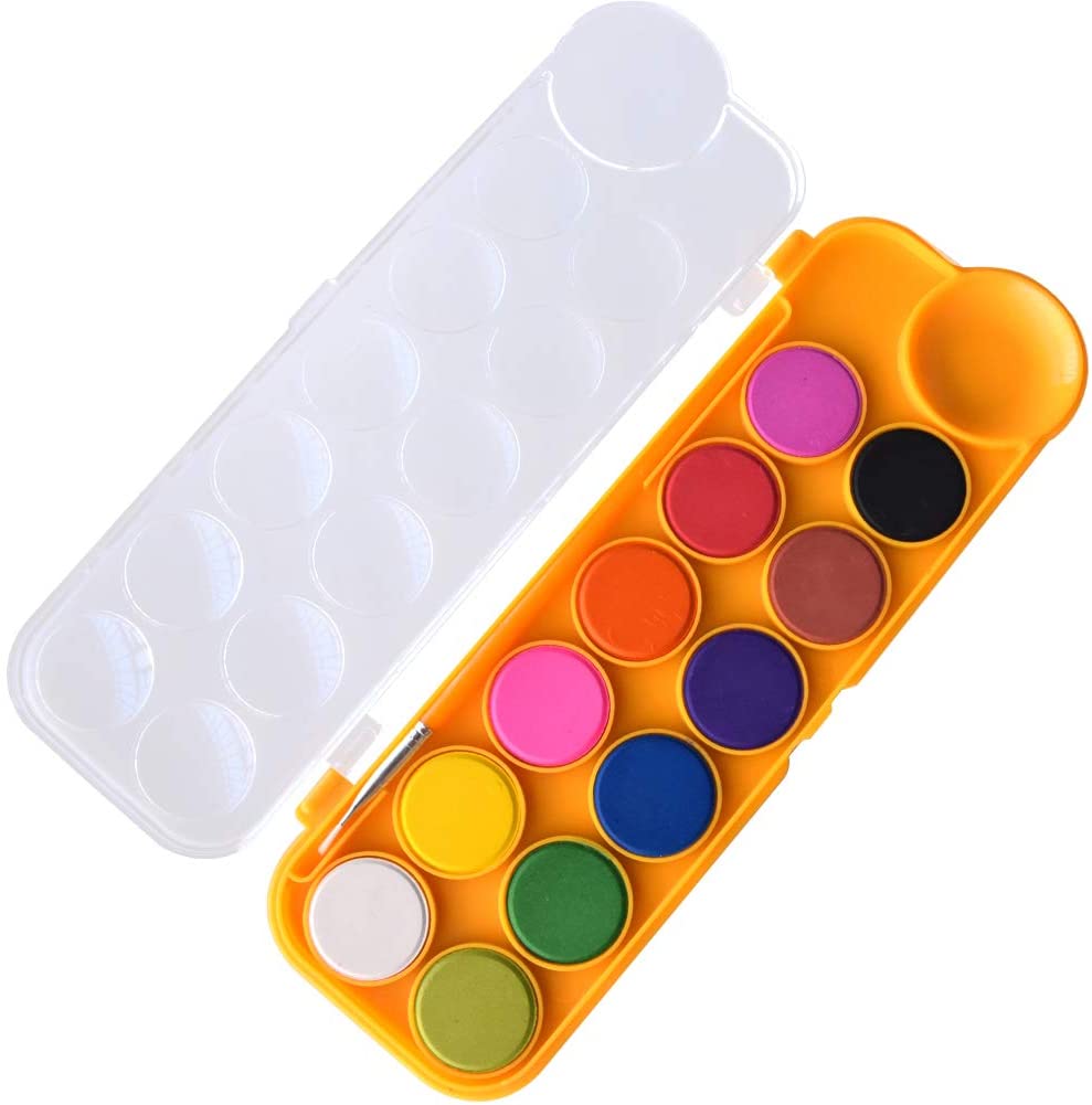 12 Colors Watercolor Paint Set Artist Paint Palette Set With Paint Brush Kids And Beginners Diy Painting Supplies Art Supplies