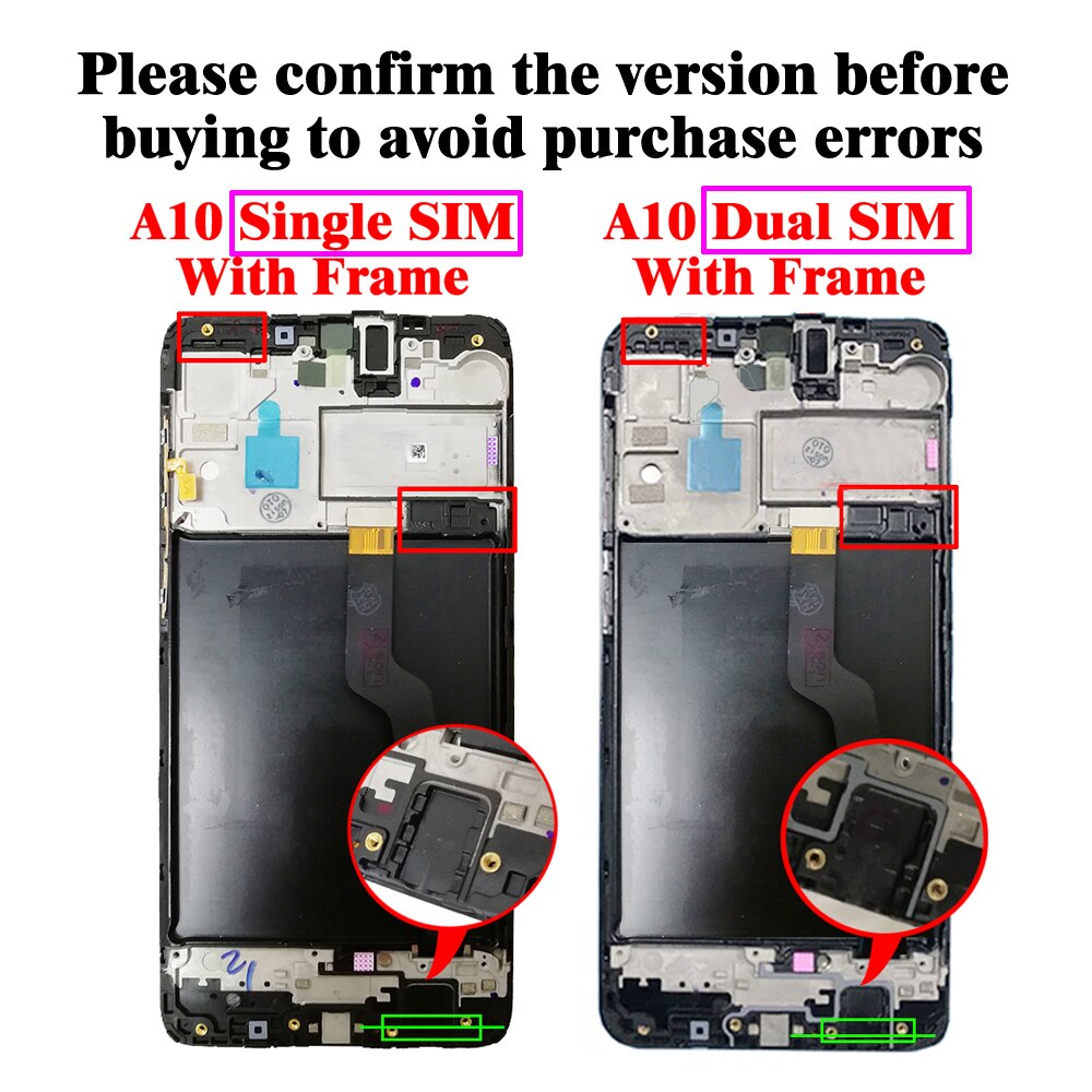 LCD + Telaio per Il SAMSUNG galassia A10 2019 Schermo SM-A105F/DS A105FN A105G A105M A105 LCD Dello Schermo di Tocco del Sensore digitizer assemblaggio