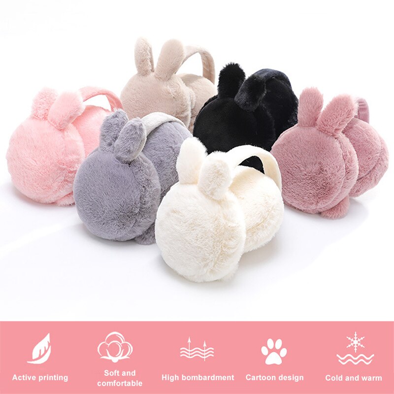 Winter Plush Ear Muffs Foldable Cartoon Women Warm Earmuffs Ear Warmer KNG88