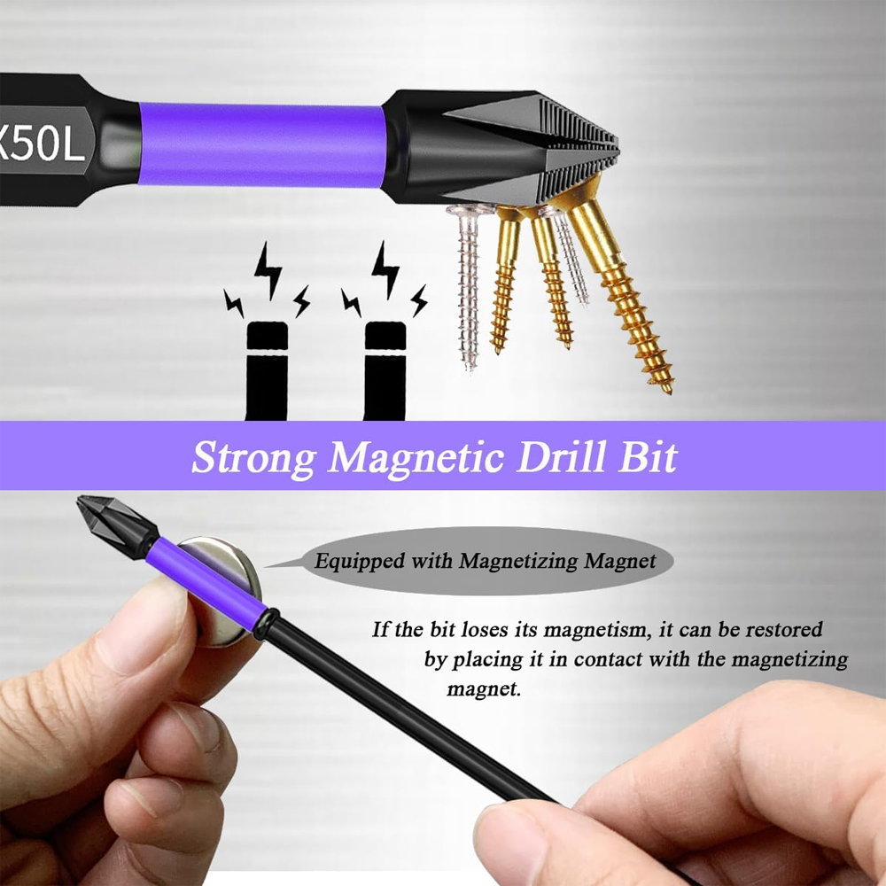 Magnetische Schroevendraaier Bit Set PH2 Phillips 25-150mm Antislip Schokbestendig Gelegeerd Staal Klopboormachine Bits voor Outdoor Decoratie