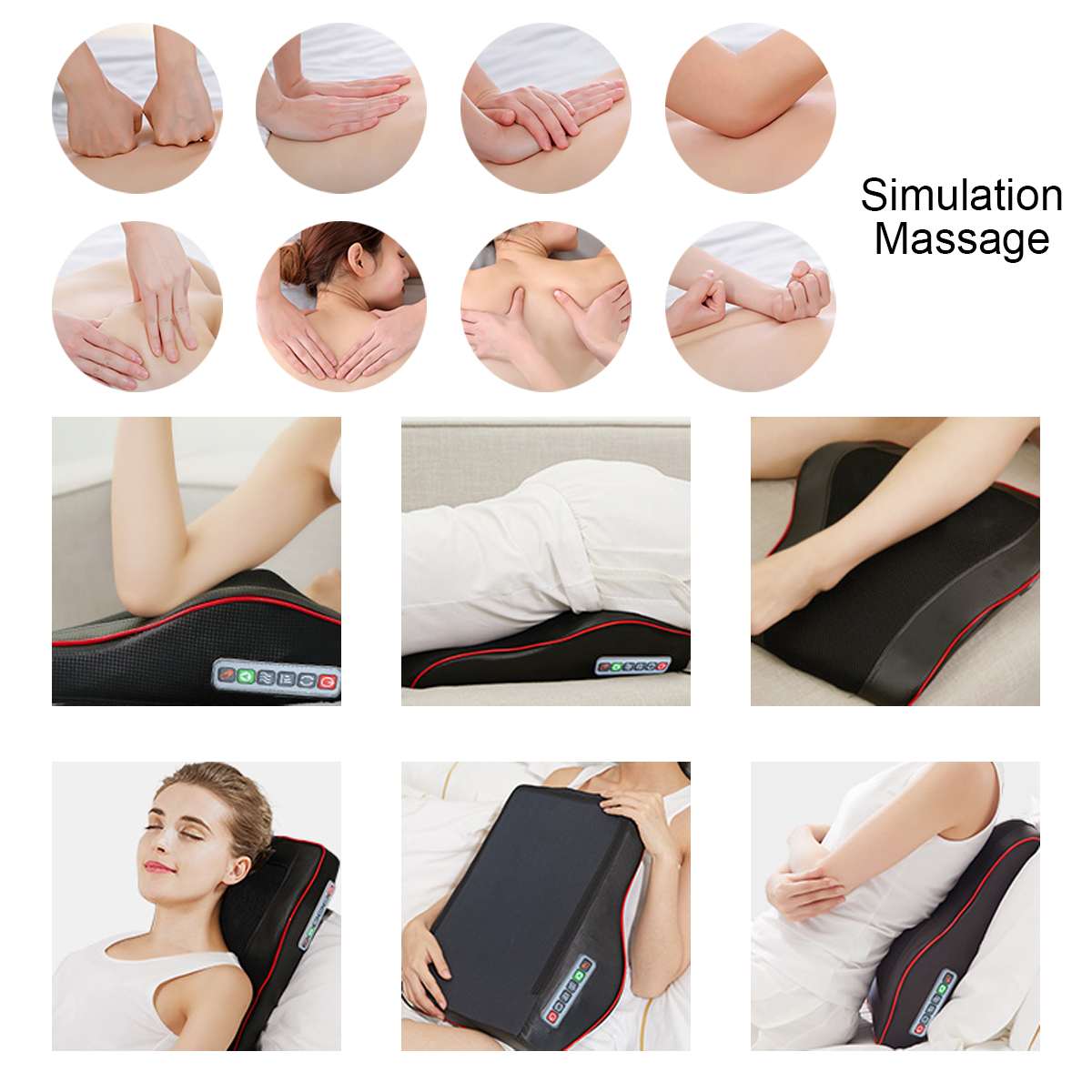 12V Head Neck Massager Car Home Cervical Shiatsu Massage Neck Back Waist Body Electric Multifunctional Massage Pillow Cushion