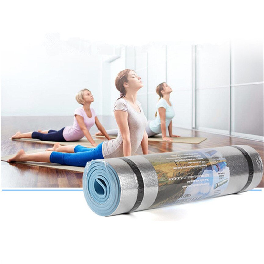 Tapete de yoga filme de alumínio à prova de umidade exercício de treino ginásio de fitness pilates almofada antiderrapante fitness magro yoga fitness esteira 2020