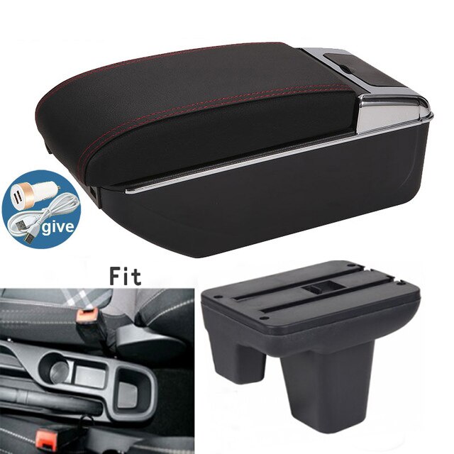 For MorrisGaragesMG3 mg3 mg3s armrest box central Store content box cup holder ashtray interior + 7USB: d-Black red line