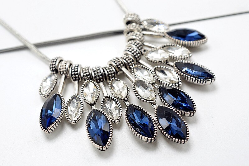 Meyfflin Collier Femme Verklaring Kettingen Crystal Maxi Ketting Voor Vrouwen Vrouwelijke Ketting Kraag Mode-sieraden: Blue