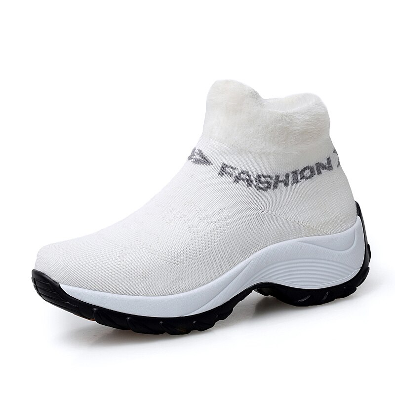 Tenis Feminino Women Tennis Shoes Plush Warm Female Gym Sport Shoes Breathable Mesh Trainers Lady Flat Sneakers Zapatos Mujer: White / 5