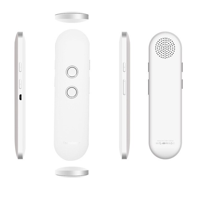 Mini traductor de voz T4 instantáneo, en tiempo Real, dos vías, Bluetooth, 42 idiomas, traducción para viajes de negocios, venta: White