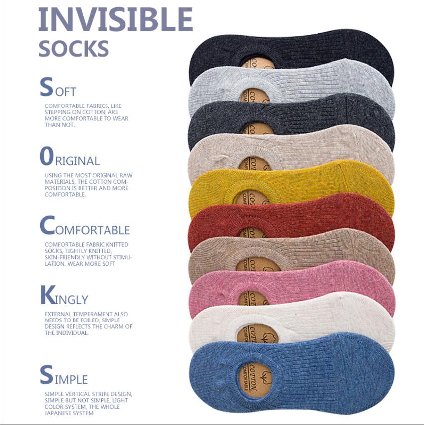 1 pair of spring and summer products solid color invisible socks cotton silicone anti-skid ladies socks boat socks