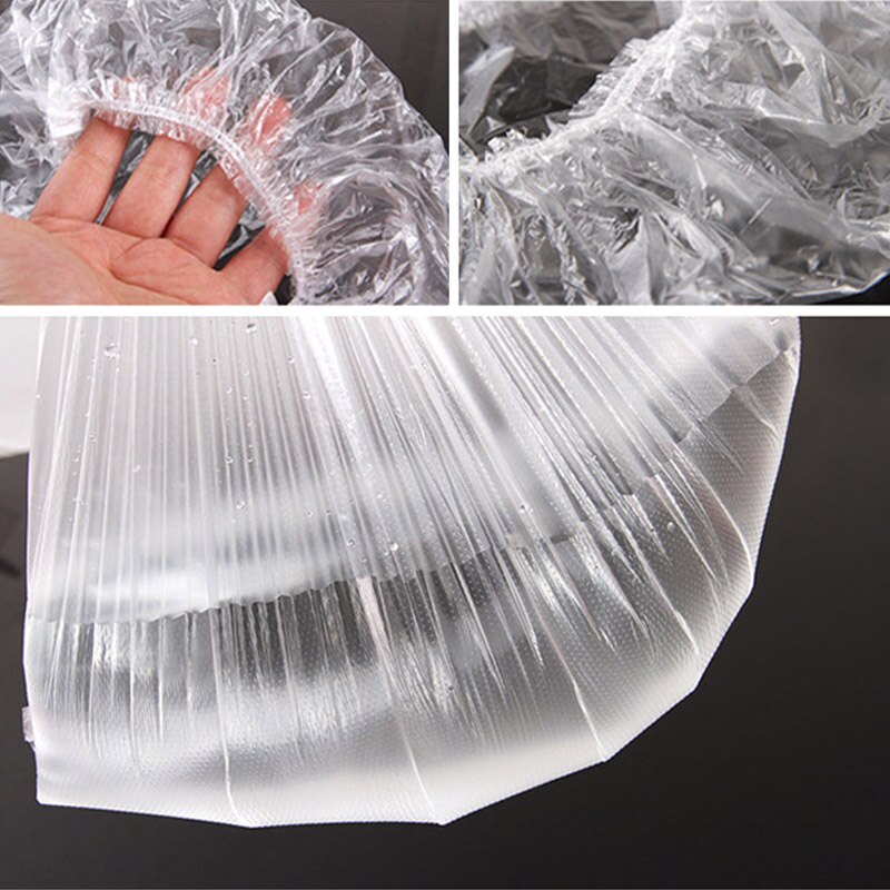 100Pcs Waterproof Shower Caps Hats Women Men Disposable Elastic Plastic Shower Bath Caps For SPA Hair Salon