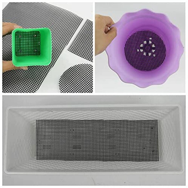 Estera de rejilla de agujero para maceta de flores, 4 pulgadas x 12 pulgadas, 5 piezas de junta, red de drenaje para bonsái