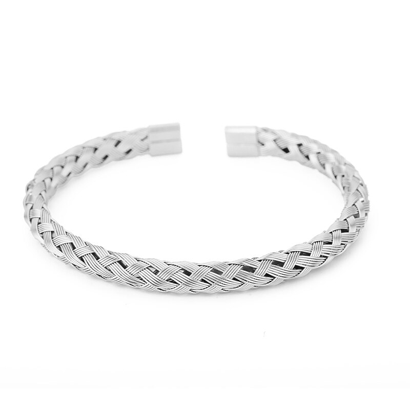 Braccialetti intrecciati in acciaio inossidabile braccialetti da uomo per uomo e donna gioielli regalo braccialetti con chiusura magnetica semplice braccialetti all&#39;ingrosso: Placcato in Platino