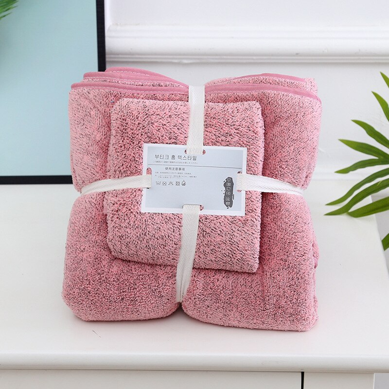 Handtuch setzt Coraline Mikrofaser Saugfähigen Weichen Schlecht für Erwachsene Schlecht Samt Bambus Reinigung Bademantel Kleid Große Handtücher: Rosa