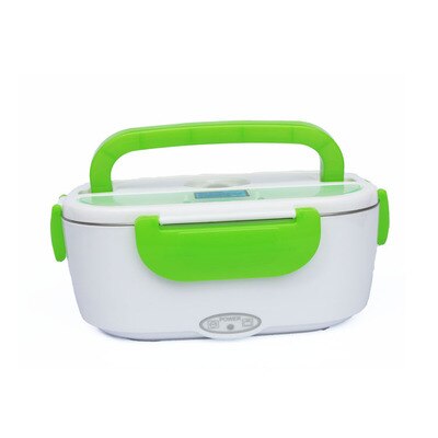 Lunchbox Voedsel Container Draagbare Elektrische Verwarming Voedsel Warmer Heater Rijst Container Servies Sets Voor Thuis: Green / 12V110V / Plastic Liner