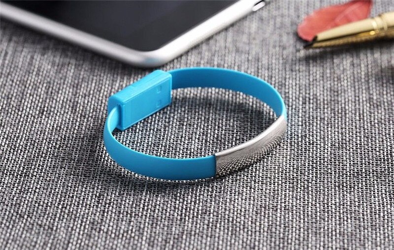 Cable cargador de pulsera Universal tipo C, pulsera usable USB2.0, cargador de Cable de sincronización de datos para iPhone 6, 6 Plus, XR: for Android / Blue