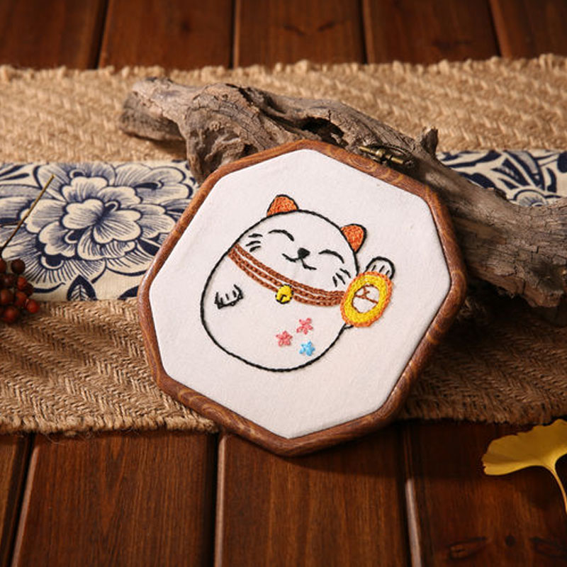 Tecknad katt broderi kit gör-det-själv handarbete korsstygn set handarbete konst hantverk sömnad broderi väggmålning heminredning: A / Retro bågsats
