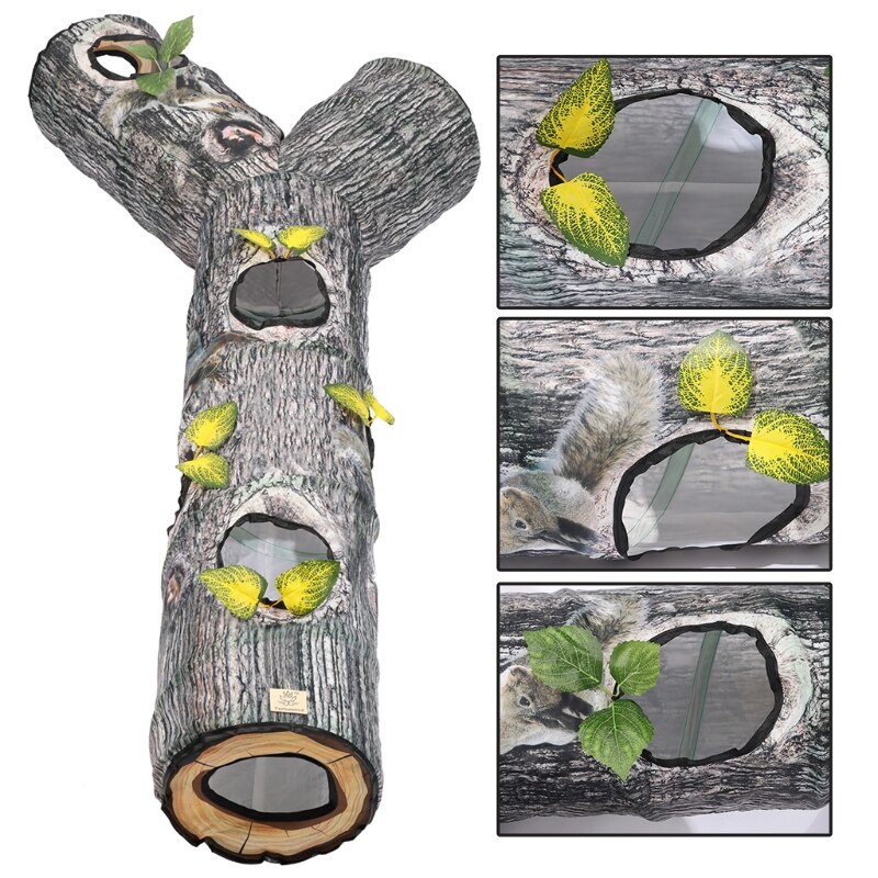 150x65x25cm Tree Style 3 Way Tunnels Tube Collapsible Kitten Play Tent Interactive Toy Maze Cat House for Rabbit Small Animals