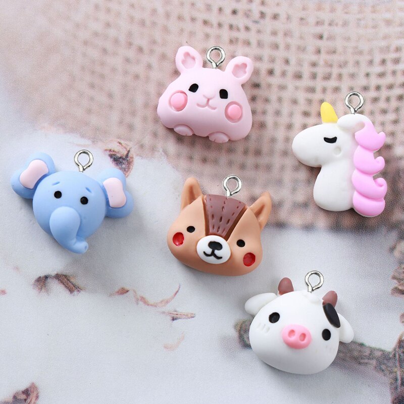 10 stk kawaii bjørn kanin små dyr øreringe perler harpiks flatback hårnåle udsmykning perle diy smykker tilbehør  w15