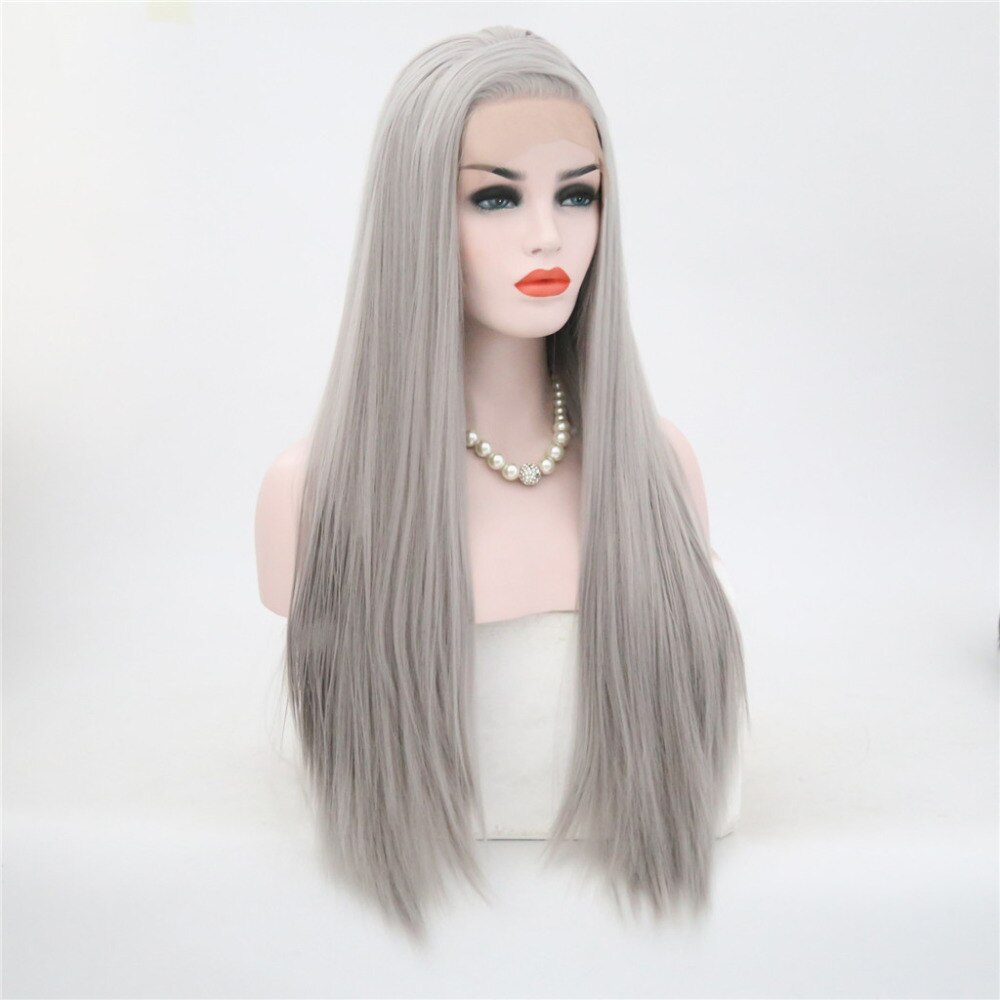 VREUGDE & BEAUTY 15 Stijlen Synthetisch Natuurlijk Smooth Lange Rechte Lace Front Pruik Hoge Temperatuur Fiber Voor Vrouwen Pruiken 28 inches