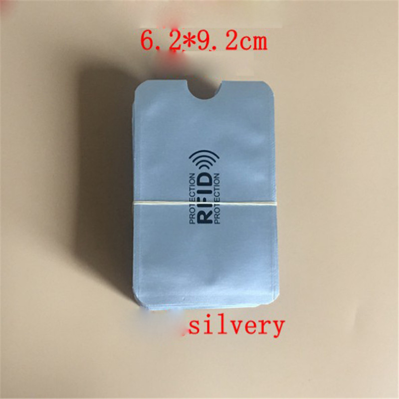 10Pcs Anti Rfid Colorful Blocking Reader Lock Card Holder Id Bank Card Case Protection Metal Aluminium foil Credit Card Holder: Silver