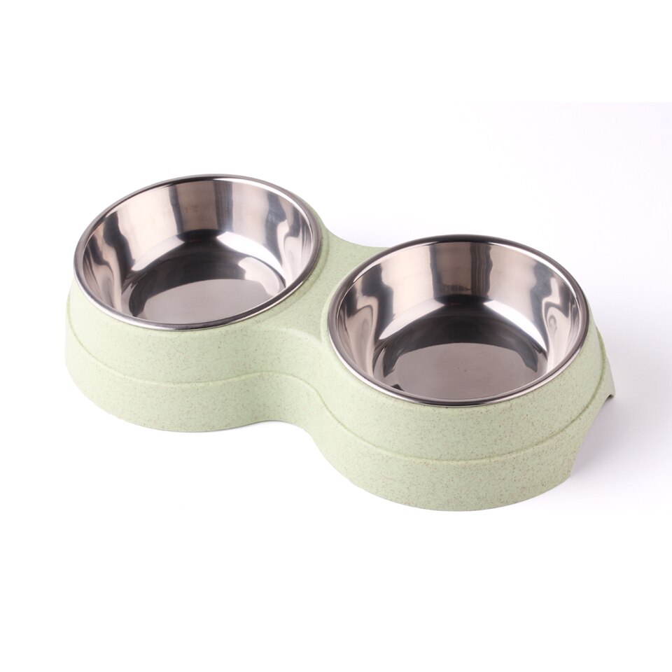 Double Dog Cat Bowls Food Feeding Water Bowl for Cats and Small Dogs Premium Stainless Steel Pet Bowls Easily Wipe Clean: Green A