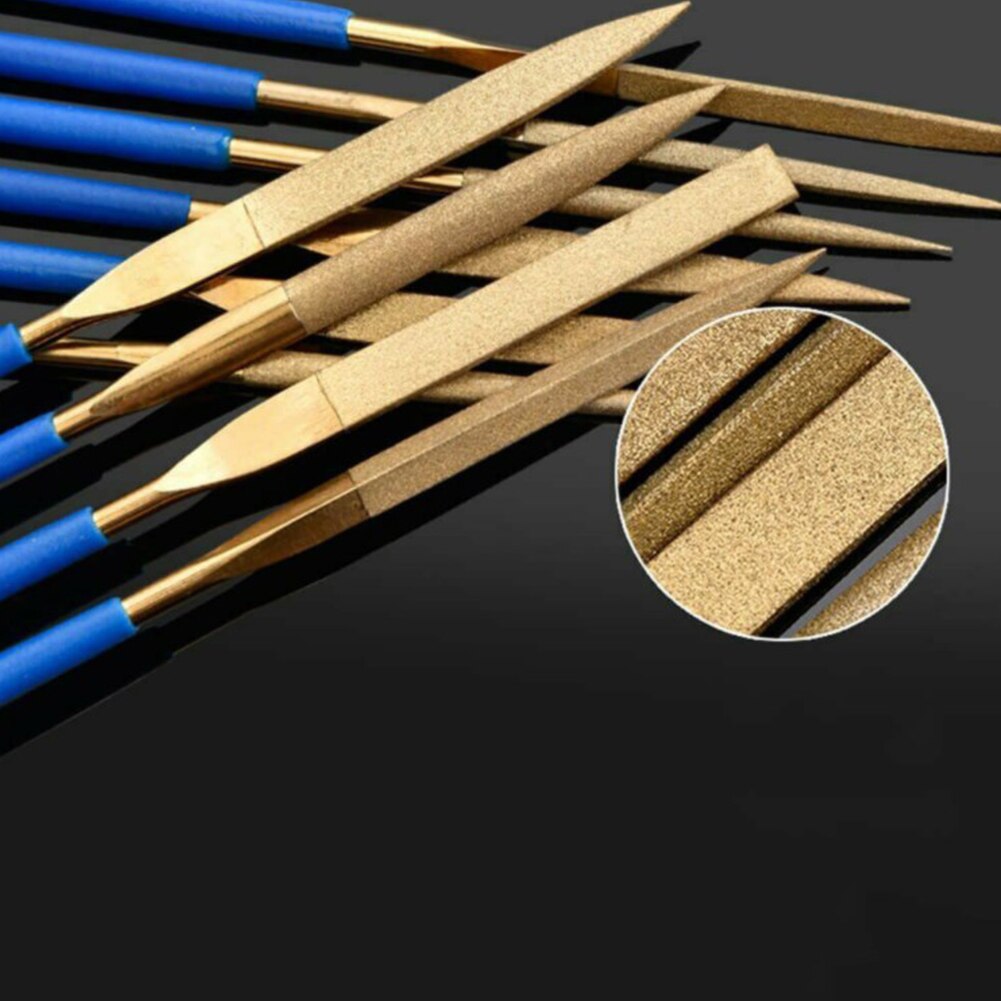 Diamond Mini Naald File Set Titanium Coated Houtbewerking Metal Polijsten Carving Slijpen Tool Keramische Ambachten Diy Hout Rasp Bestand