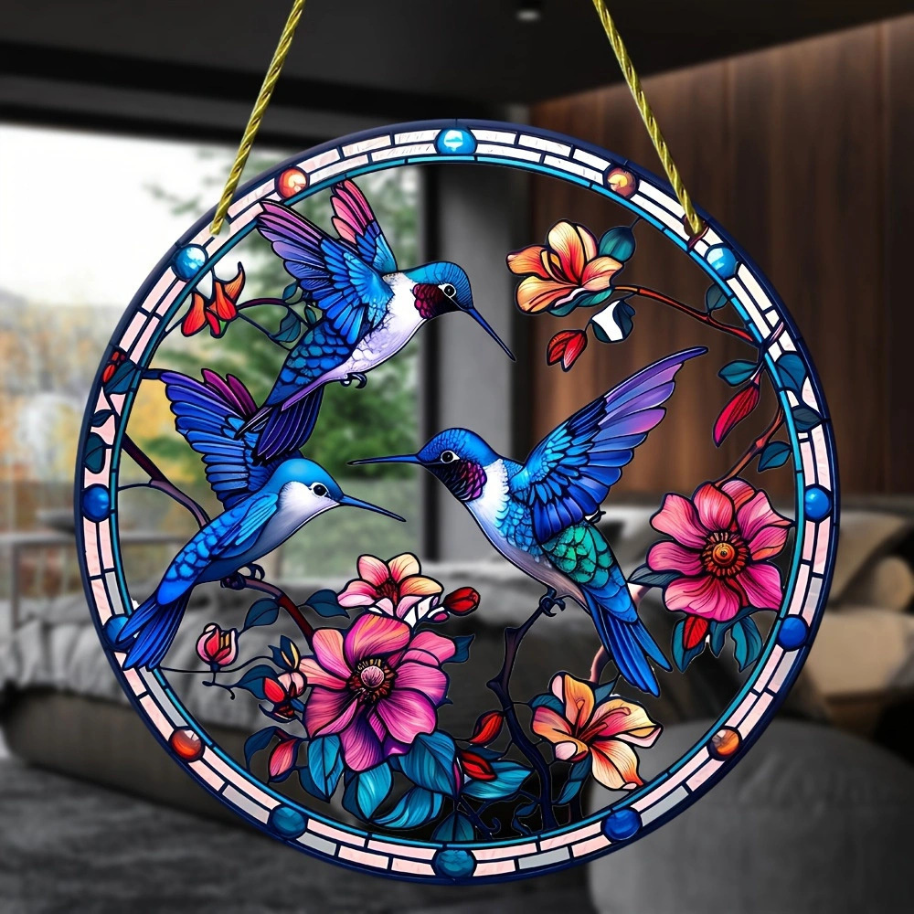 2D Acrylic Flat Printing Birds Flowers Animal Pendant Home Tree Window Hanging Decor Car Backpack Pet Wind Chime Ornament: Dark Khaki