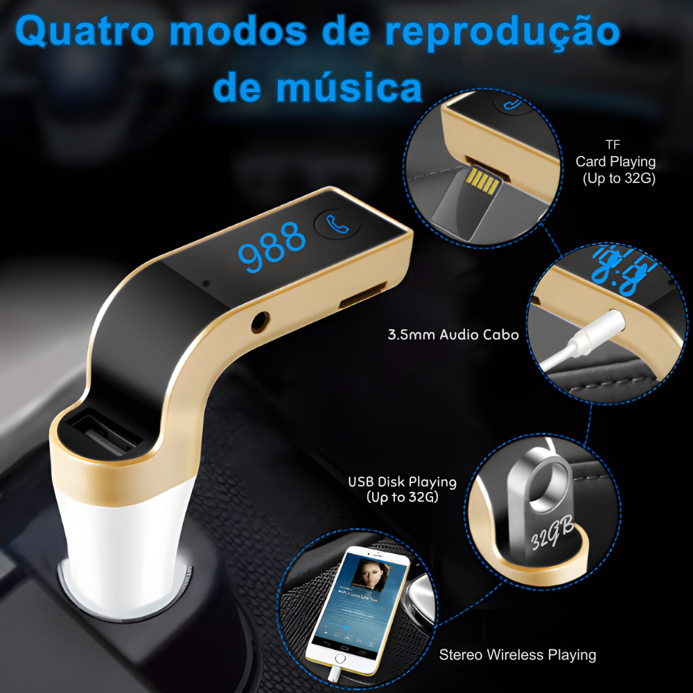 Rezeptor-Transmissor Bluetooth MP3 Automotive Transmissor FM sem fio para carro