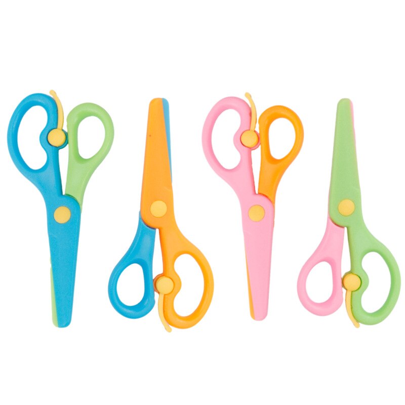 Cute Mini 137mm Safety Round Head Plastic Scissors Student Kids Paper Cutting Kindergarten School Supplies Craft Scissors