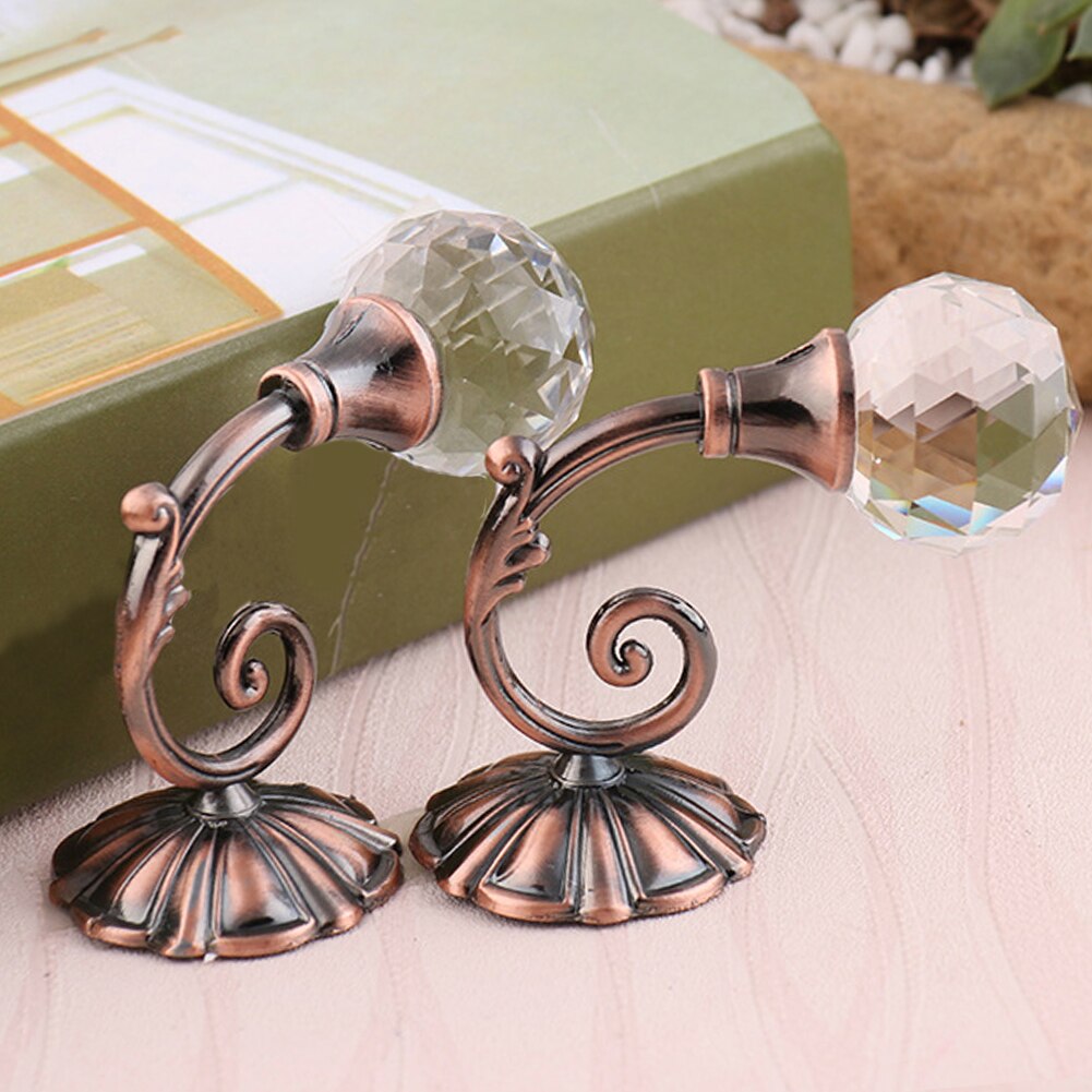 Metal Crystal Glass Curtain Holdback Wall Tie Back Hooks Hanger Holder: Red Bronze