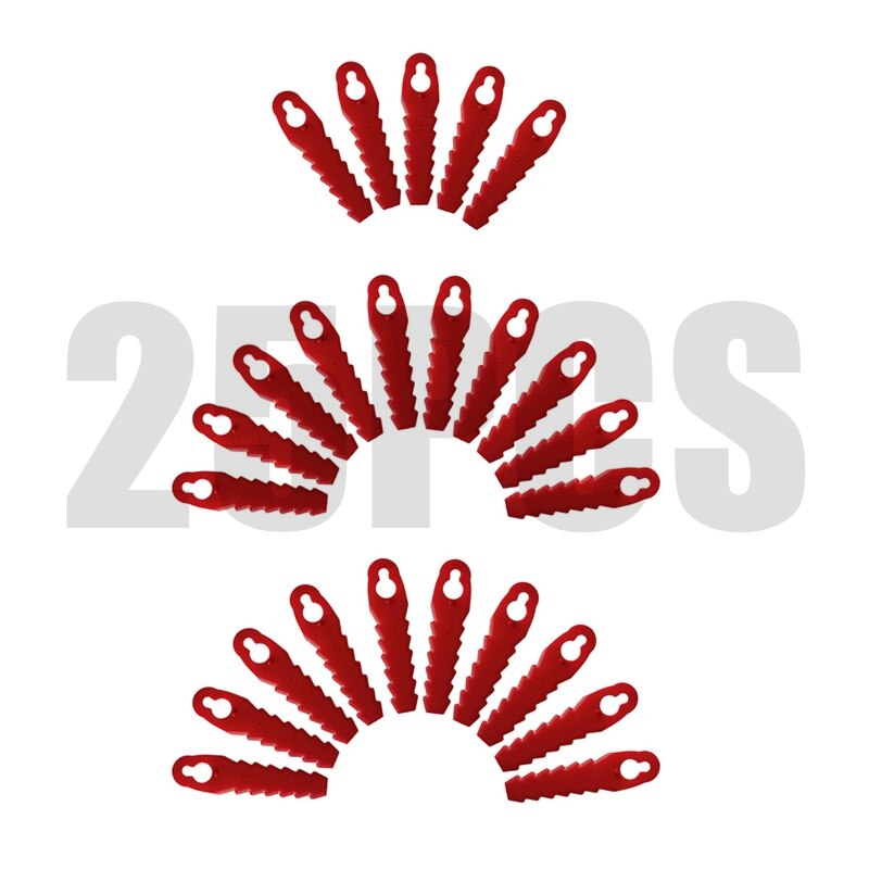 Universal 100pcs Plastic Mower Cutting Blades Grass Trimmer Blades 10*5mm Fits Lawnmower Mower Head Strimmer: 25 pcs