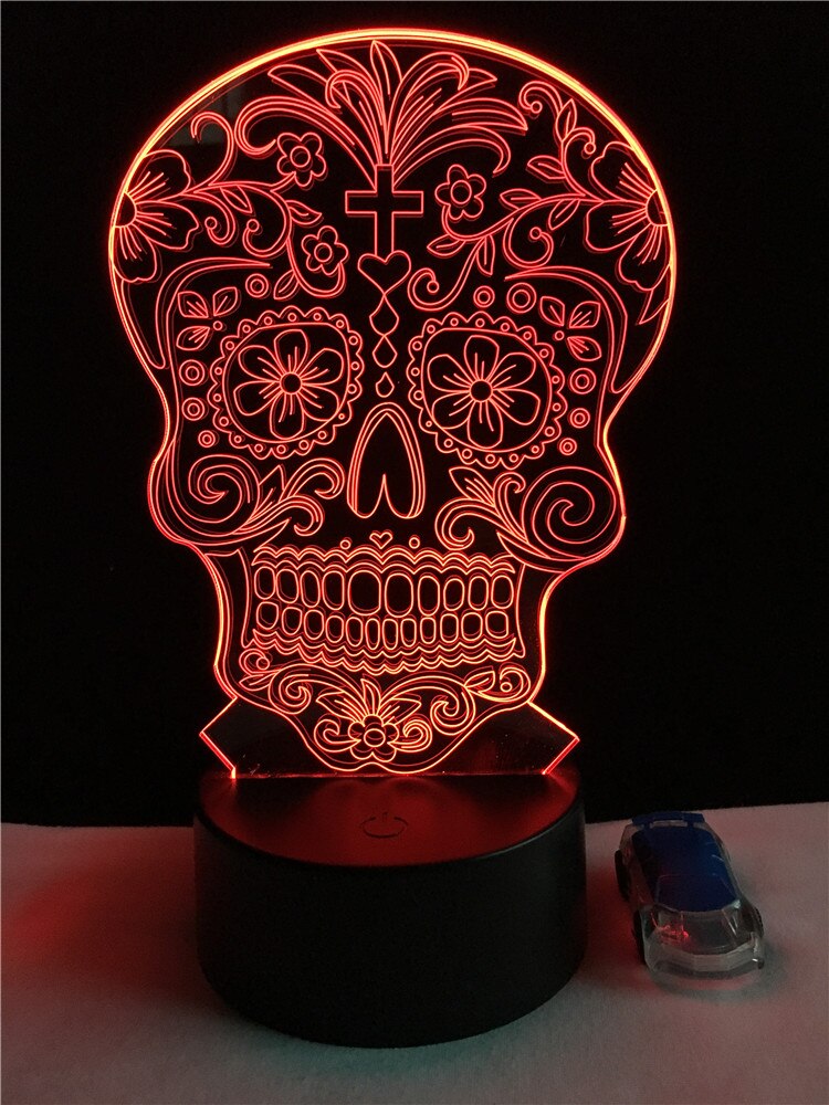 GAOPIN Creatieve Bloem Schedel Vormige 3D Lamplicht LED USB Stemming Nachtlampje Multicolor Touch of Remote Luminaria Veranderen Tafellamp