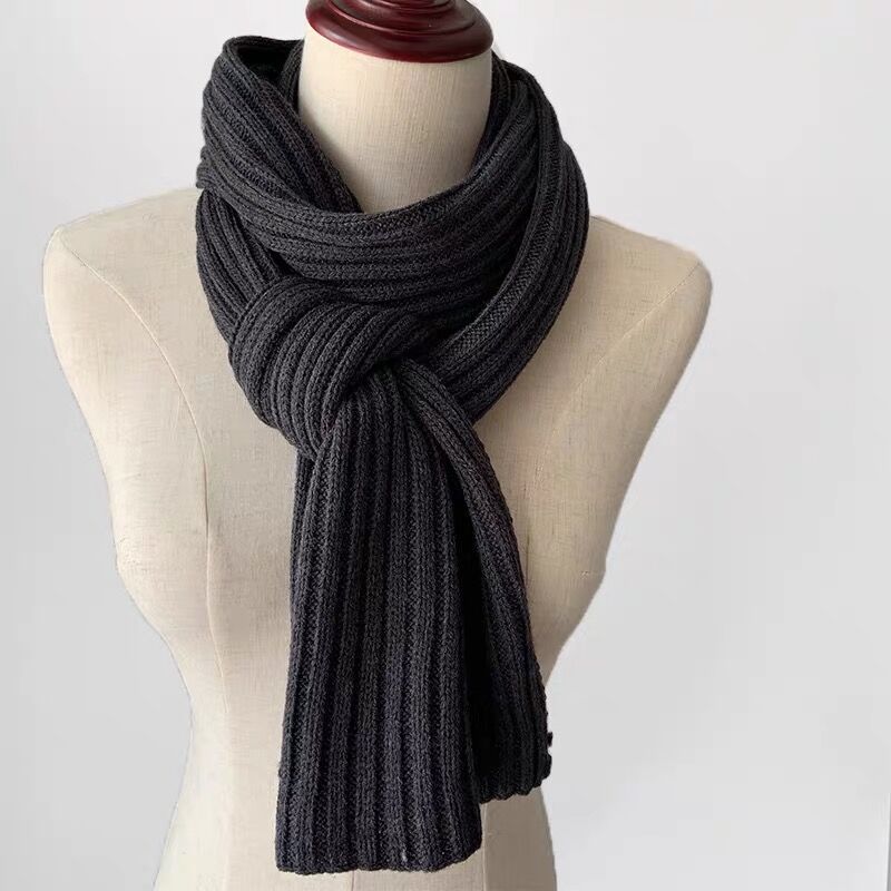 Mode Winter Sjaal Voor Vrouwen Gebreide Lady Sjaals Leuke Solid Outdoor Wind Meisjes Herfst Vrouwelijke Shawl Wrap Warmer Lady sjaal: Dark grey