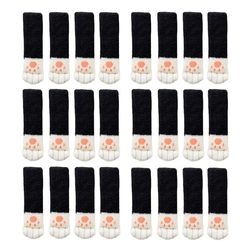 Calzini per sedie, 24 pezzi (6 impostato) coprigambe per sedie a forma di piede di gatto piedi per mobili a maglia calzini sedia gambe protezioni per pavimenti