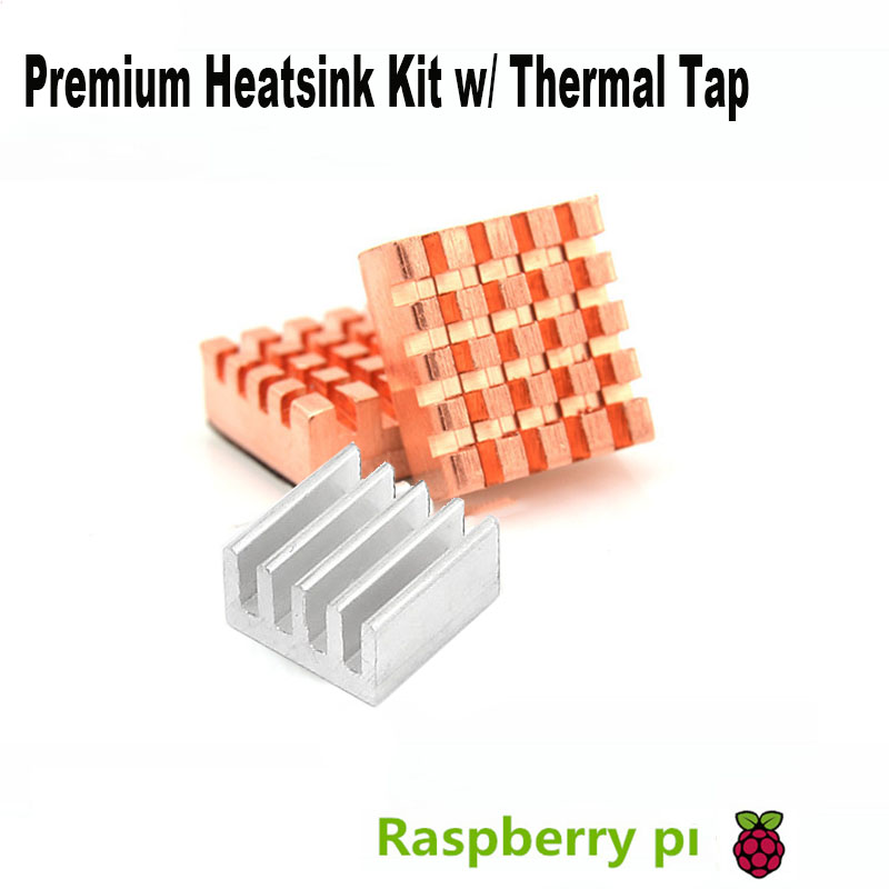 Premium 3pcs CPU RAM LAN Koperen Heatsink Cooler Pad Kit voor Raspberry Pi 3, Pi 2, pi Model B +, Raspberry Pi EEN EEN + Radiator Koeling