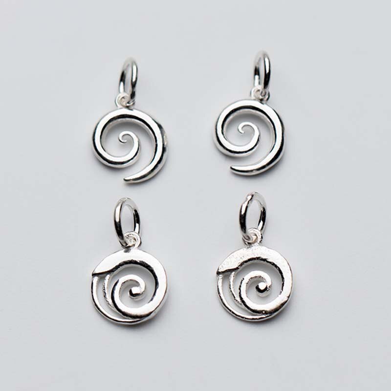 Cute Spiral Silver Charms Pendants Personality Dangle Earrings Findings 11x9mm 925 Sterling Silver Charm DIY Jewelry Making