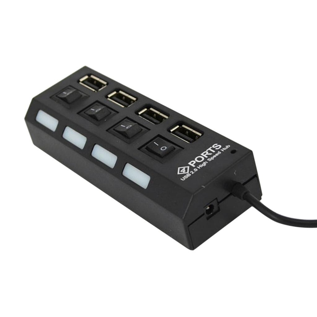 4 Ports USB 2.0 Expansion Splitter Hub with Individual On / Off Switch and LED PC Laptop with 50cm Cable