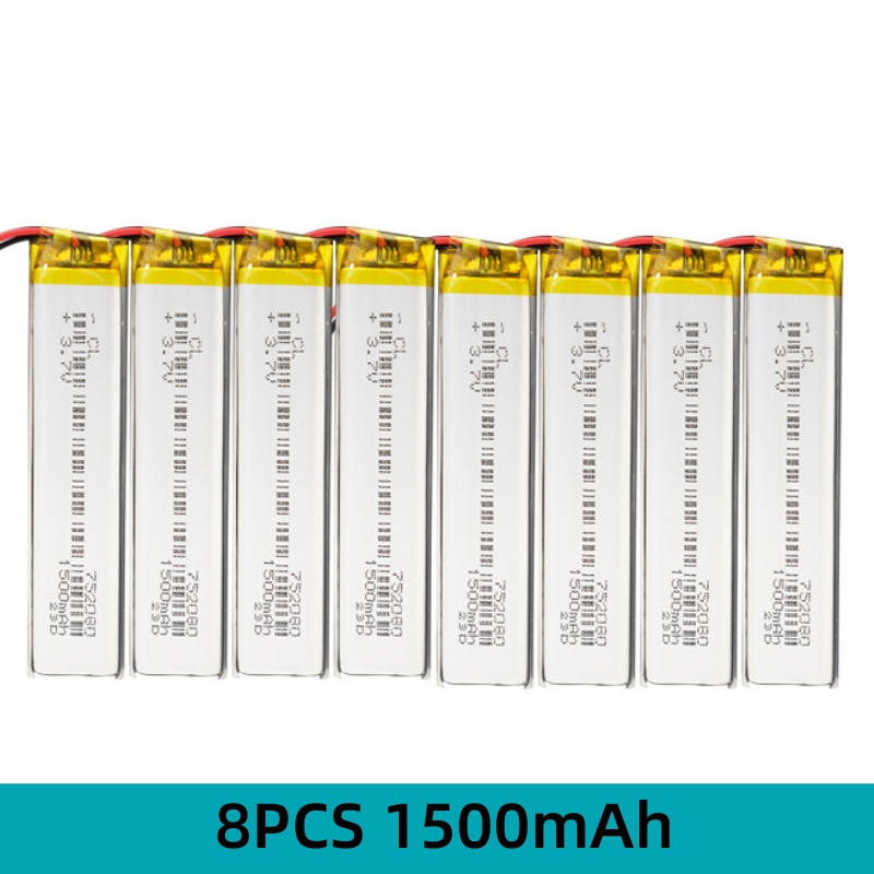 1500 mAh z.SHTV 752080 Lithium-polymeer Li-ion batterij voor speelgoedgps, mp3, mp4-luidspreker, kaartlezer, vervanging van de camerabatterij.: Beige