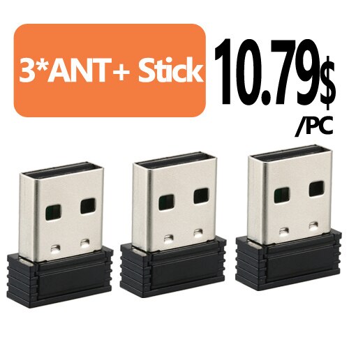 Adaptador de palo USB ANT +, Sensor transmisor para entrenamiento de bicicleta, para Garmin Zwift Wahoo Bkool TACX Onelap: 3 ANT USB Stick