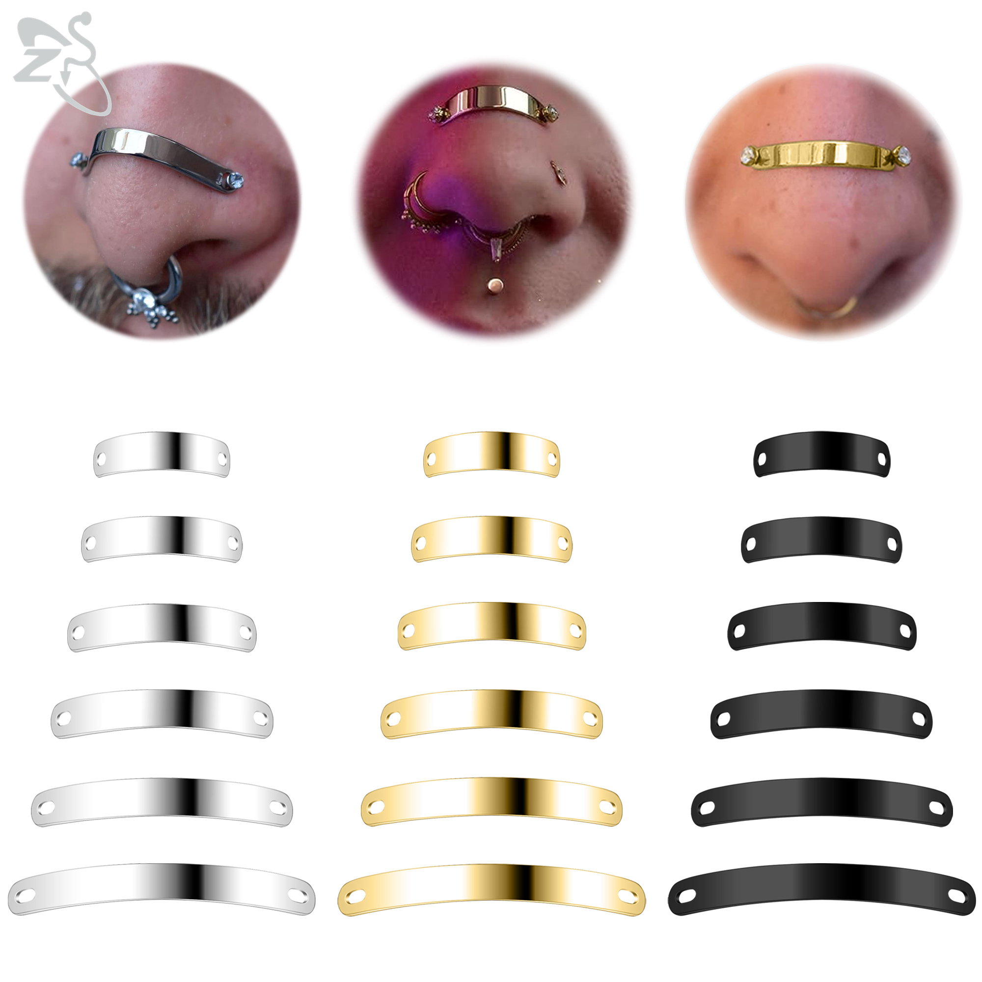ZS-Piercing en Acier Inoxydable pour Homme et Femme, Bijoux de Corps, Ajustable, Pont de Narine, Punk, 24/30/35/40/45/50mm, 1 Ensemble