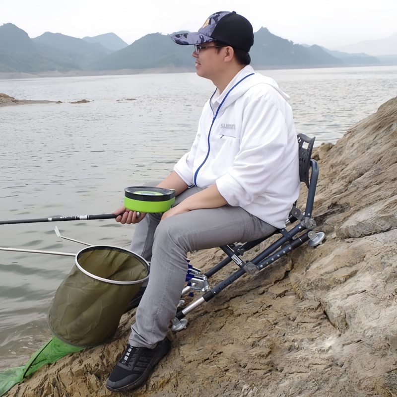 Sedia da pesca per tutti i terreni da esterno Sedia da spiaggia pieghevole Schienale regolabile da 180 gradi Sedia da campeggio Sgabello Attrezzatura da pesca
