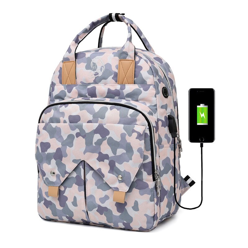 Groß Hand Tragbare Mama und Baby Rucksack Multi-funktionale Berufs Baoma Paket Casual Kontrast Farbe Mummy Rucksack: Camouflage Color