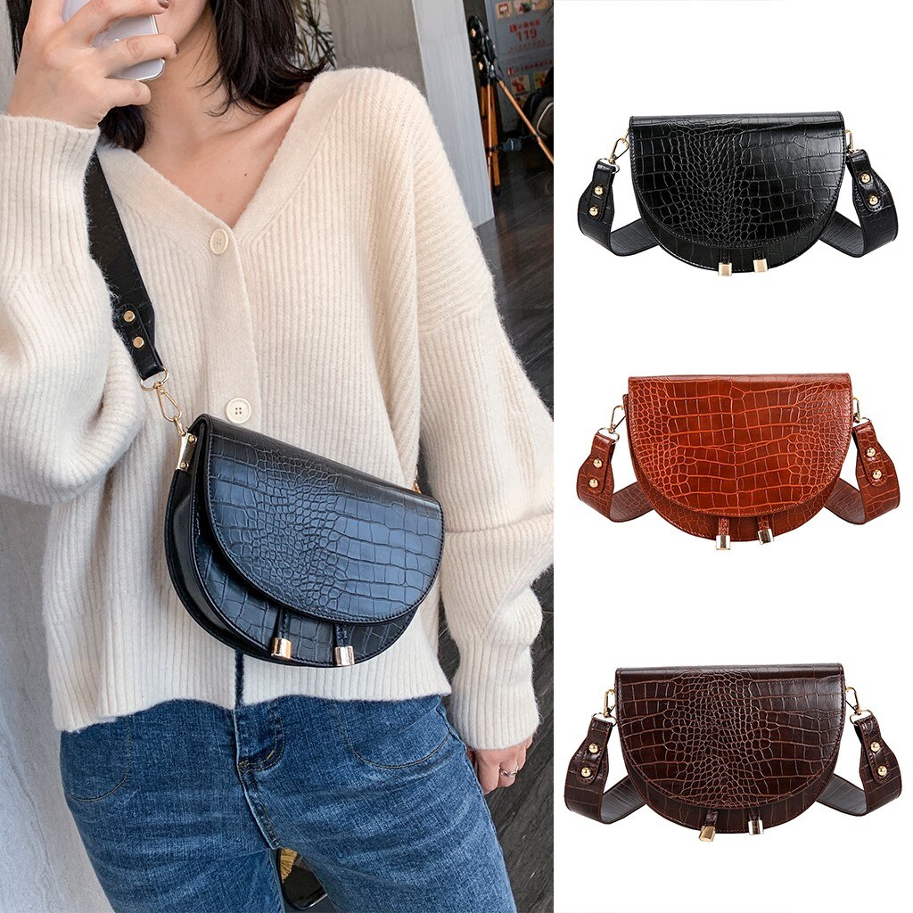 Ladies Handbags Ladies Crocodile Leather Waist Bag Casual All-match Simple Shoulder Messenger Bag