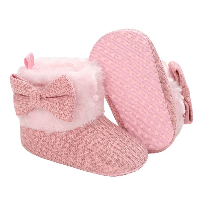 Winter Baby Strik Warm Boot, Effen Kleur Zachte Comfortabele Mooie Anti-Slip Prewalker Baby Schoenen