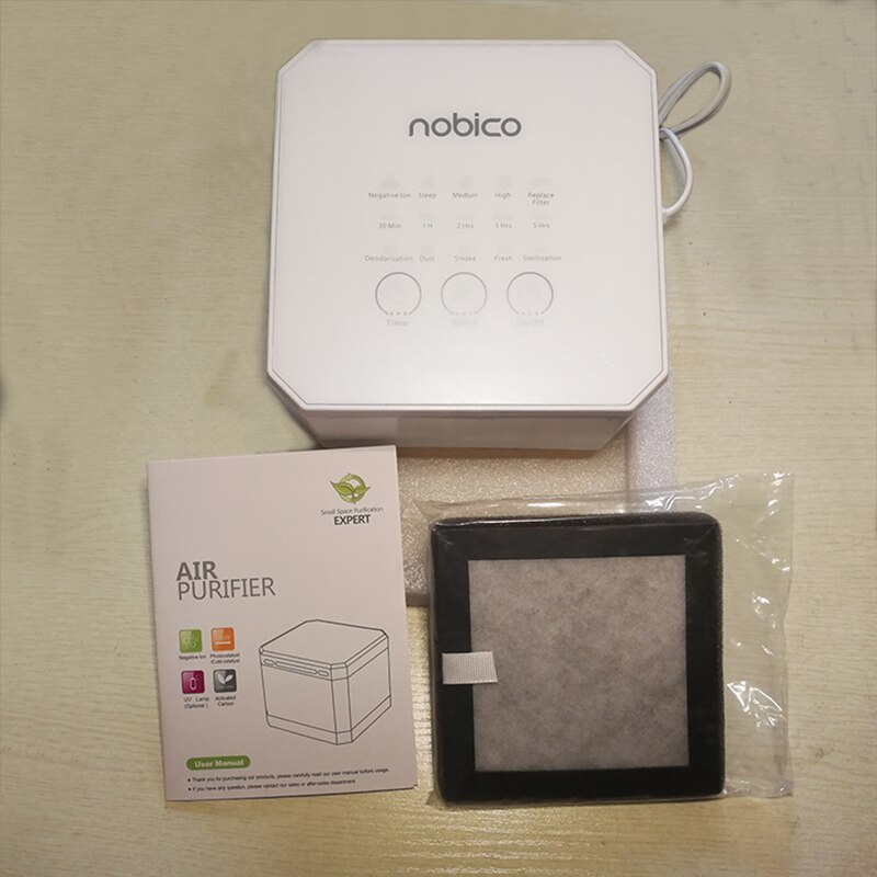 Nobico Mini Luftreiniger HEPA-Aktivkohle Filter Luft Ionisator 3 Modus Luft Reiniger Schreibtisch Negativ Ionen Generator Holzmaserung