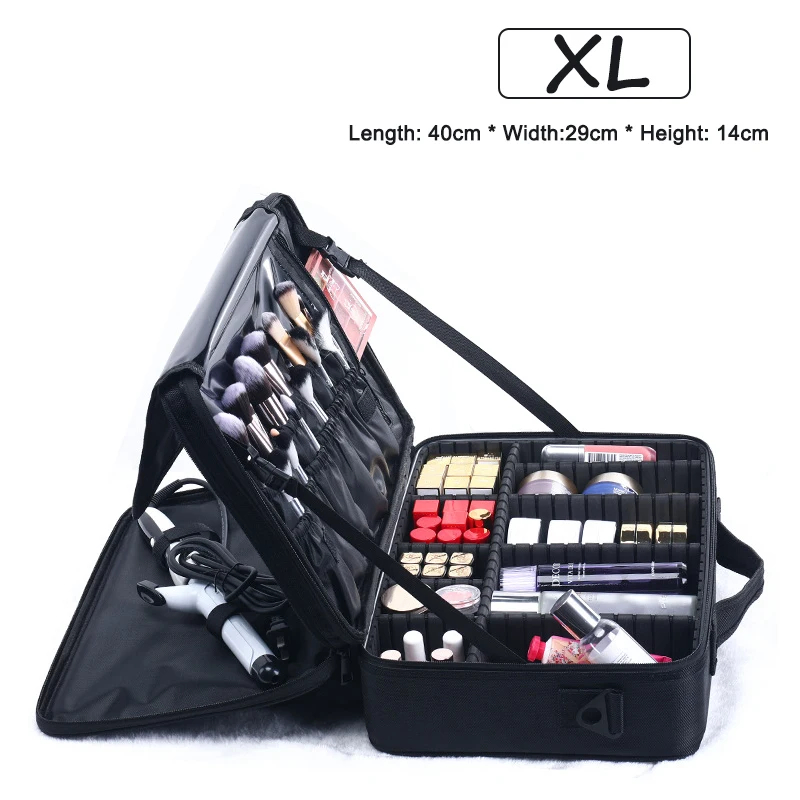 Estuche de maquillaje para mujer, caja de herramientas de belleza para uñas de gran capacidad, organizador de cosméticos, maletas para cajas de almacenamiento de maquillaje: plum