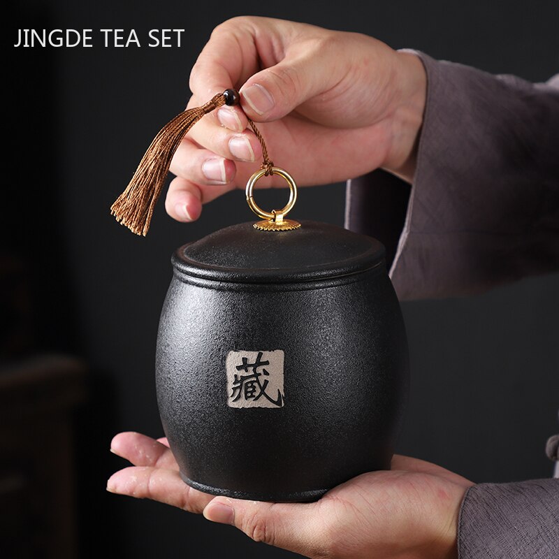 Frascos de cerámica tradicionales a prueba de humedad para el hogar, recipiente hermético para té, hierbas medicinales, contenedor de almacenamiento de granos, suministros para mesa de té